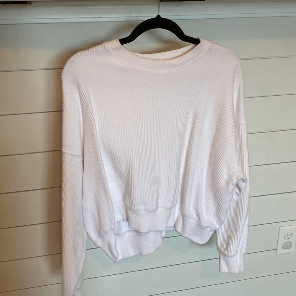 Aerie Cropped Ribbed Crewneck Sweatshirt